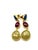Bochic "Capri" Ruby & Multi Rough Cut Sapphire Earrings Set In 18K Gold & Silver Natural Ruby Oval Shape from Africa...