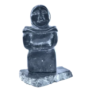 1950-60s Inuit Stone Carving Standing Woman With Braid