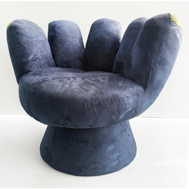 Late 20th Century Late 20th Century Original Blue Vintage Ballpark Upholstered Hand Lounge Chair For Sale - Image 5 of 9