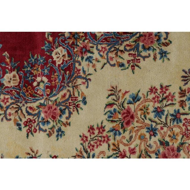 1930s Vintage Kerman Lavar Persian Rug in Red With Medallion | Rug & Kilim For Sale - Image 5 of 10