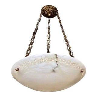 French Directoire Style Alabaster Chandelier Pendant Light For Sale