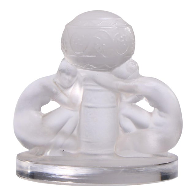 René Lalique Deux Figurines Menu Holder For Sale