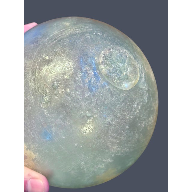 Antique Glass Fishing Float-6'' Sea Glass Buoy-Coastal Nautical Decor-Japanese For Sale - Image 6 of 8
