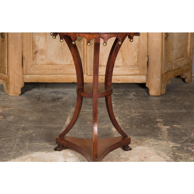 Brown Italian 1800s Walnut Guéridon Side Table with Carved Apron and Gilt Spheres For Sale - Image 8 of 12