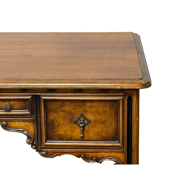 Vintage Western Revival Drawers Turned Decorative Legs Desk For Sale - Image 9 of 16