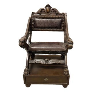 Early 20th Century Carved Dog-Head Savonarola Chair For Sale