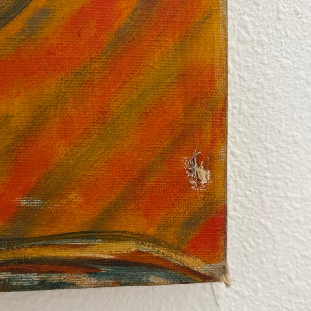 Textile Mid-Century Impressionist Painting on Canvas of a Woman For Sale - Image 7 of 11