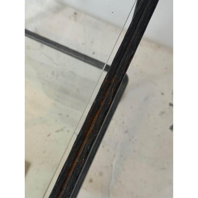 Spanish Vintage Claudio Reyes Hand-Forged Iron & Glass Side Tables — Signed Pair For Sale - Image 3 of 5