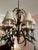 Vintage Regency Tole Wheat Sheaf Chandelier in the style of Currey and Company. Painted black tole and wooden gilt design...
