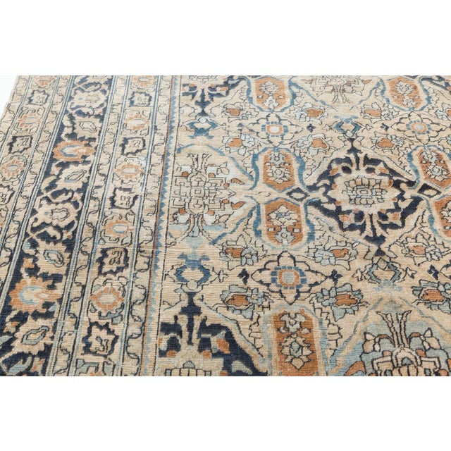 Vintage Persian Meshad Beige Handmade Wool Rug For Sale - Image 4 of 8