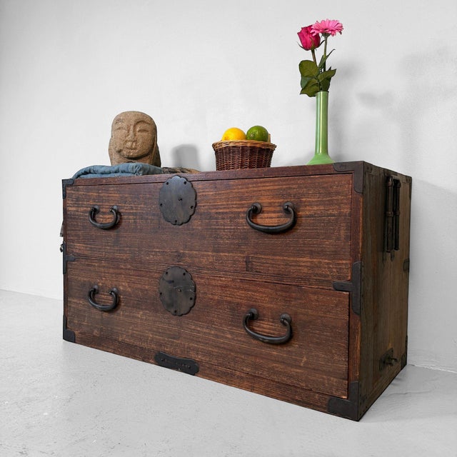 19th Century Antique Japanese Tansu Chest of Drawers, 1890s For Sale - Image 5 of 12