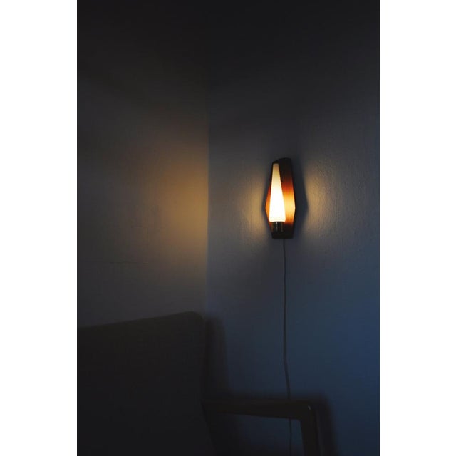 Scandinavian Modern Wall Light in Teak, Brass and Opaline Glass, 1960s For Sale - Image 15 of 16