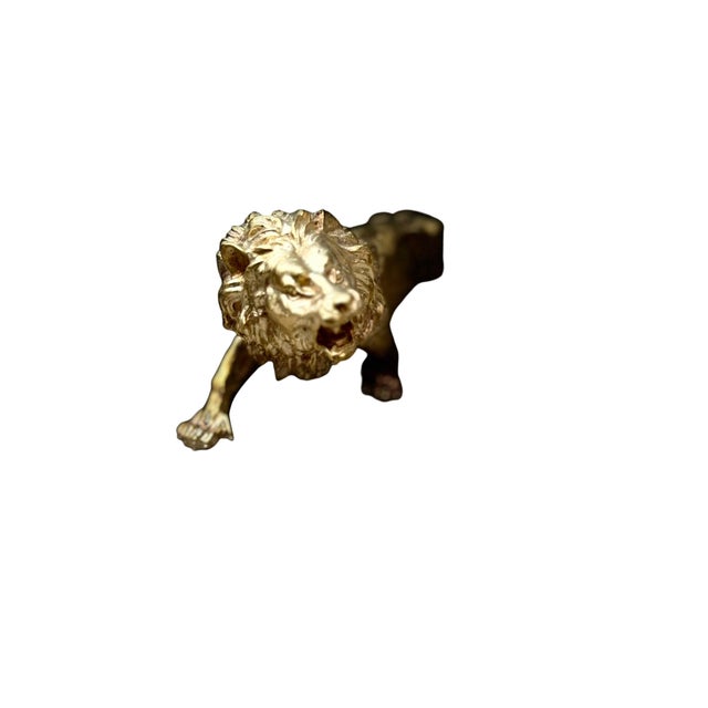 Brass Solid Brass Roaring Lion Sculpture For Sale - Image 8 of 9