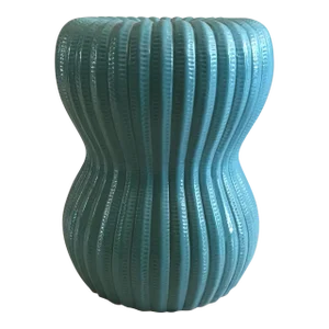 Turquoise Ribbed Hourglass Garden Stool