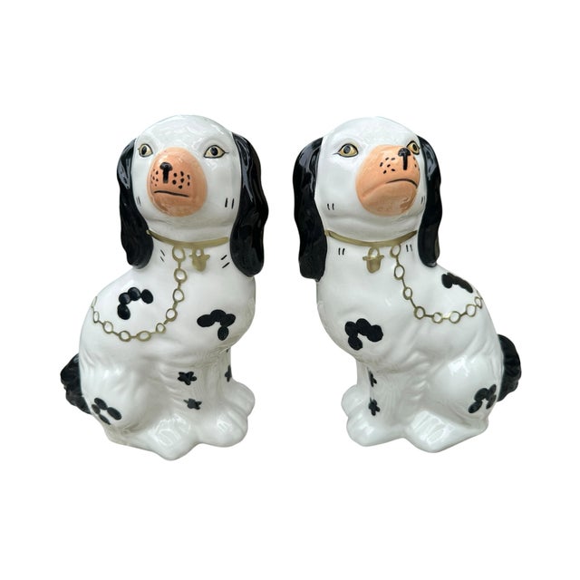 1950s 1950s 2 Classic Staffordshire Style Dog Statues. Pair English Style Spaniels Dogs For Sale - Image 5 of 12
