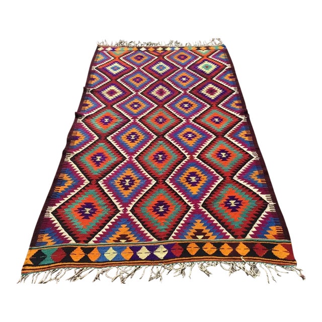 Bohemian Kilim Rug - 64" X 112" For Sale