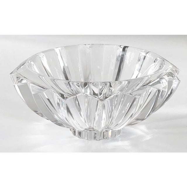 Transparent The Stunning 7" Orrefors Zodiac Heavy 4.5 Lbs. Crystal Bowl, Designed by Erika Lagerbielke, Sweden For Sale - Image 8 of 8