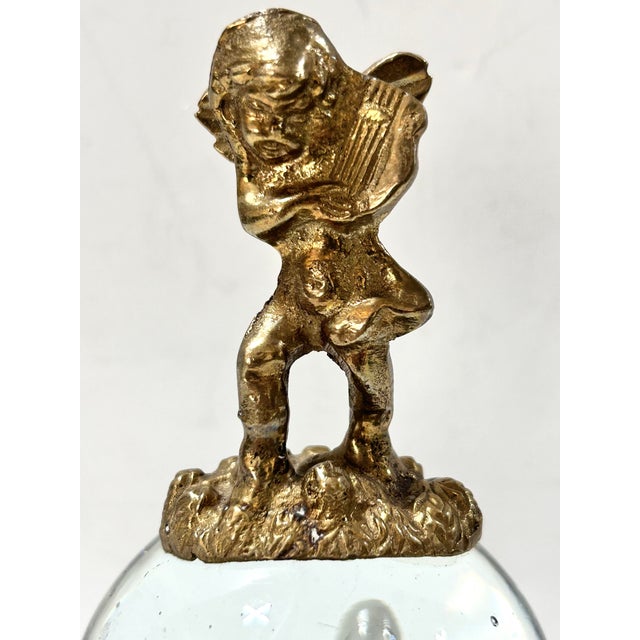 Gold Vintage Gold-Tone Cherub on Bubble Glass Orb Paperweight For Sale - Image 8 of 9