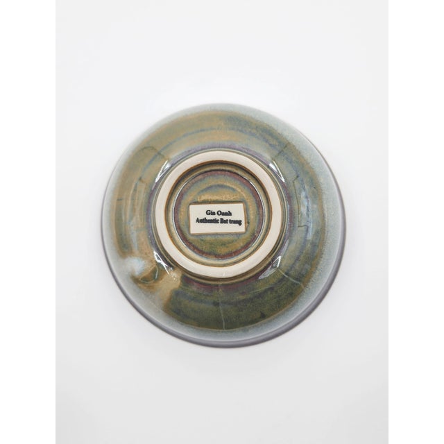 Vietnamese Dual-Glaze Stoneware Ceramic Soup Bowls With Spiral Motif - Set of 4 For Sale In New York - Image 6 of 7