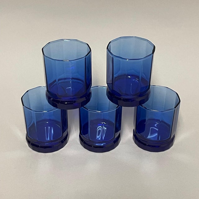 1980s Anchor Hocking Cobalt Blue Essex Rocks Glasses - Set of 5 For Sale In Raleigh - Image 6 of 8