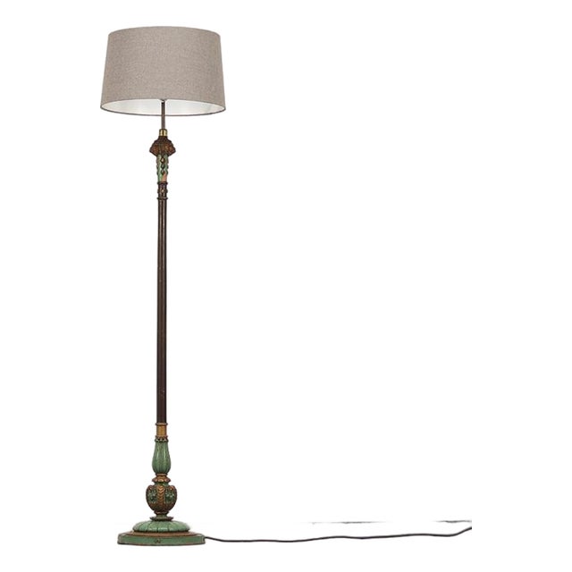 English Floor Lamp with Weathered Paint For Sale