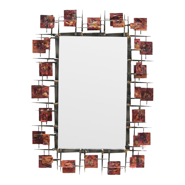 Sculptural Contemporary Brutalist Mirror For Sale