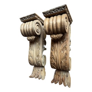 Antique Carved Pine Corbels, a 19th Century Pair For Sale
