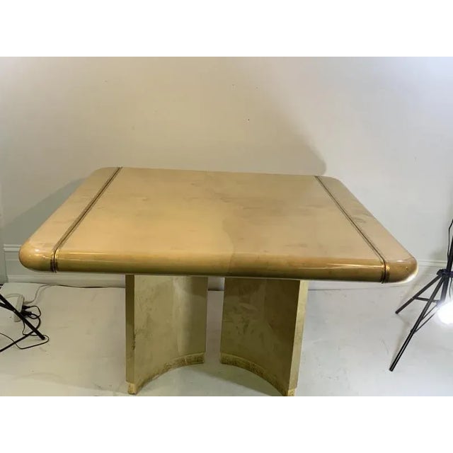 1970s Aldo Tura Style Goatskin Double Pedestal Dining Table For Sale - Image 5 of 13