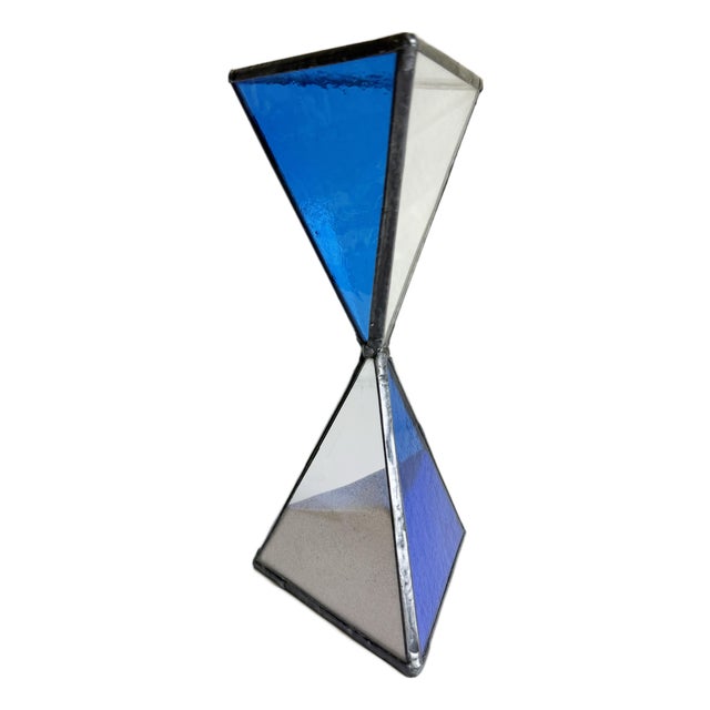 1970s Cobalt Stained Glass Hourglass For Sale