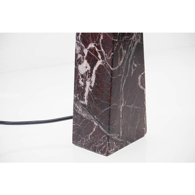 Contemporary Marble Table Lamps in Rosso Levanto Marble by Silvio Piattelli, Set of 2 For Sale - Image 3 of 18