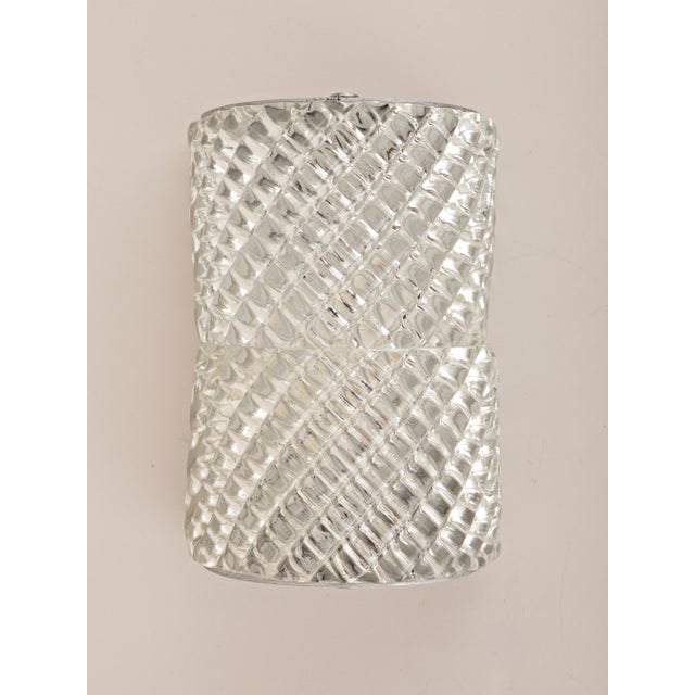 Glass Set of 2 Clear Murano Glass Wall Sconces in the Style of Barovier & Toso, 1950s For Sale - Image 7 of 12