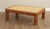 High Quality Wooden Carved Tile Parsons Coffee Table with Wicker Top Attributed To Harvey robber (Not Labeled)