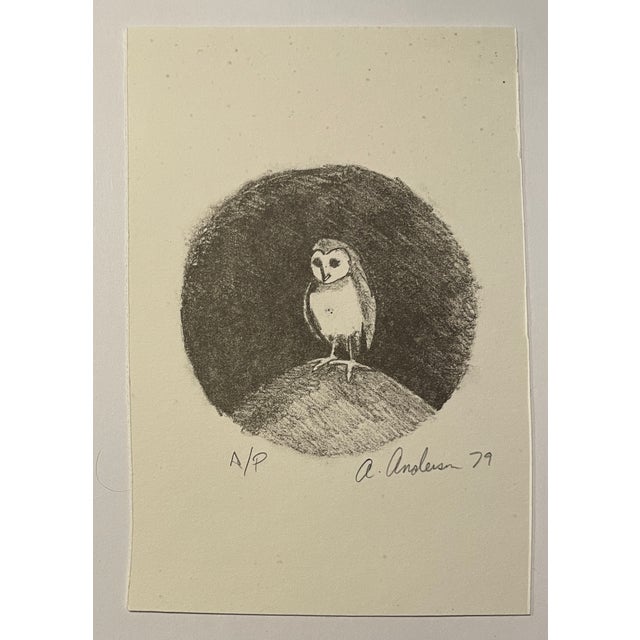 Owl miniature lithograph by Atlanta artist Adrienne Anderson (1949-2020). Anderson earned her MFA from University of...