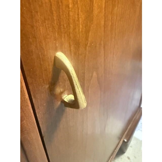 Brown Vintage Mid-Century Modern Walnut Buffet With Sculpted Atomic Base, c.1960s Refinished For Sale - Image 8 of 12