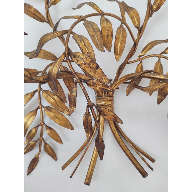 1970s Italian Wall Sconce in Gilded Metal with Leaves attributed to Banci, 1970s For Sale - Image 5 of 7