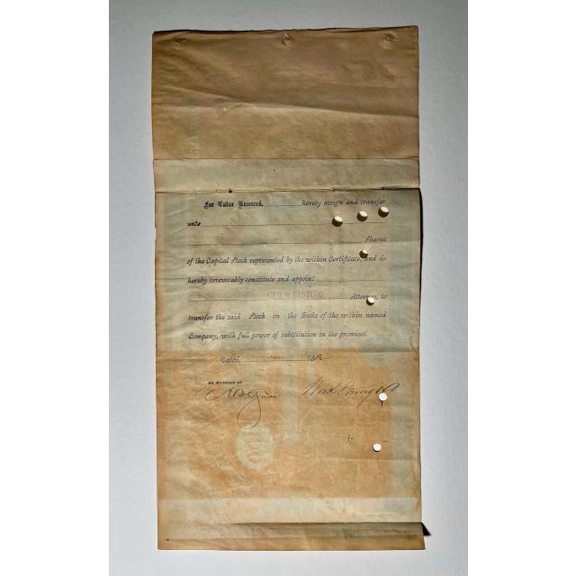 Paper Antique 1882 Missouri-Kansas-Texas Railway Stock Certificate 100 Shares Framed For Sale - Image 7 of 12