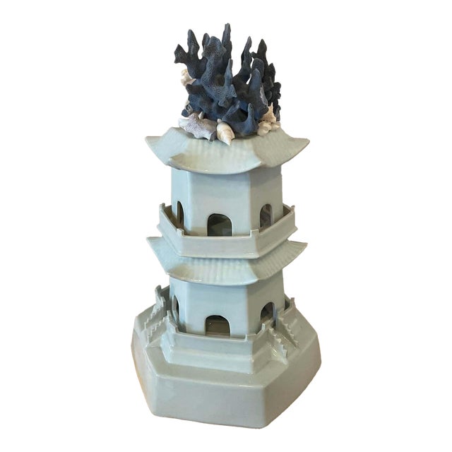Vintage Chinese Pagoda With Blue Coral For Sale