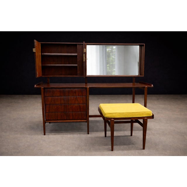 Brazilian Modern Dresser With Stool in Rosewood, Carlo Hauner for Forma, 1950s For Sale - Image 13 of 16