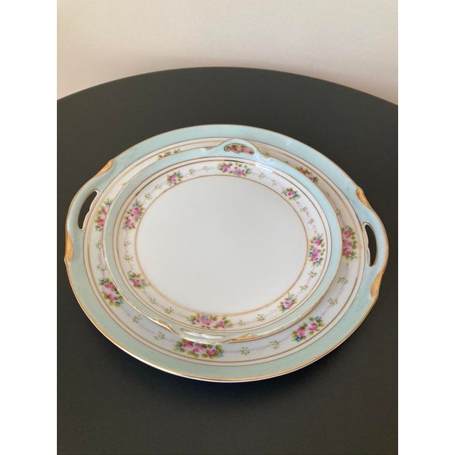 Early 20th Century Hand Painted Nippon Porcelain Tray Design Cake Plates - Set of 2 For Sale - Image 9 of 18