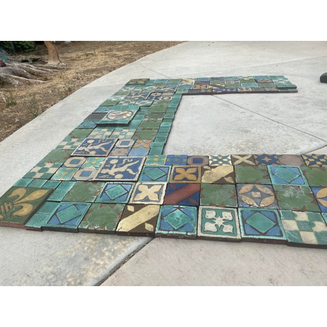 1900s Arts and Crafts Grueby Faience Co. Tile Fireplace With Scene Tiles For Sale - Image 9 of 12