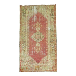 19th Century Distressed Angora Wool Turkish Oushak Rug - 4'5" x 8'6" For Sale