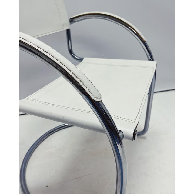 1950s Vintage Tubular Frame Chairs with White Skai, 1950s, Set of 2 For Sale - Image 5 of 7