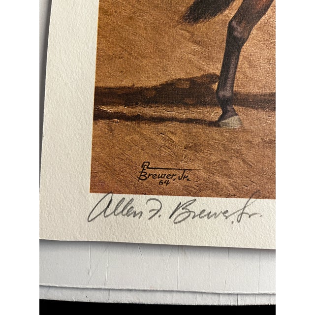 Umbrella Fella, thoroughbred racehorse original print, by Allen F. Brewer, Jr., 1964. Signed by the artist in pencil in...
