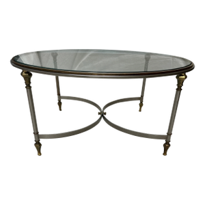 Maison Jansen Steel and Brass Round Coffee Table