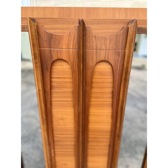 Brown Mid Century Modern Brutalist Armoire Dresser + Inset Smoked Mirrors | by Tobago For Sale - Image 8 of 13