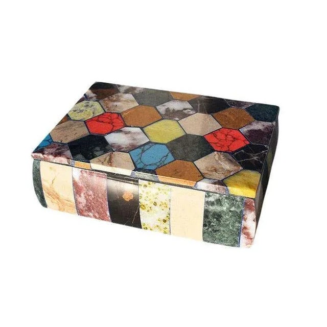 2020s Colorful Semi Precious Stone Rectangular Jewelry or Trinket Box With Lid For Sale - Image 5 of 5