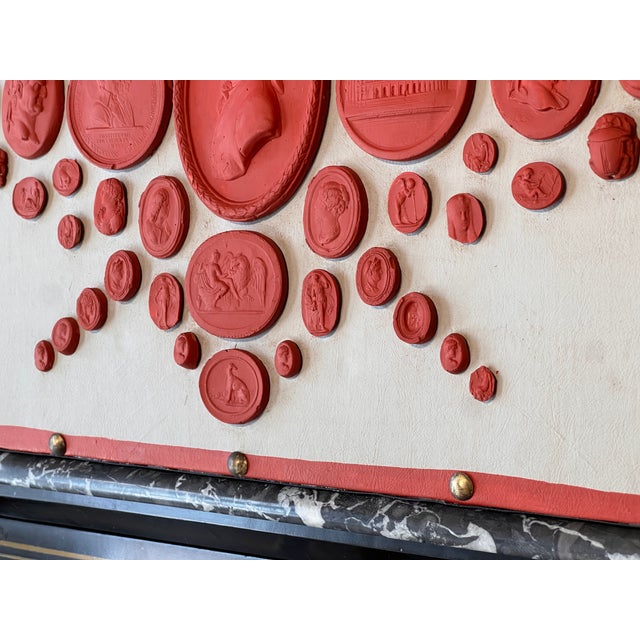 #1013 Grand Tour Revival Neoclassical Vintage Red Plaster Cast Waxed Intaglio Arrangement For Sale In Palm Springs - Image 6 of 7