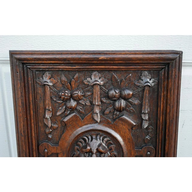 Jacobean Antique Carved Oak Tudor Style Lion Plaque For Sale - Image 3 of 12