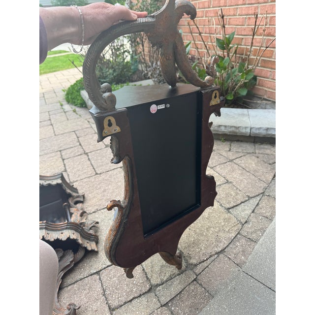 Early 2000s Chippendale Style Mirrored Wall Shelves - A Pair For Sale - Image 13 of 13
