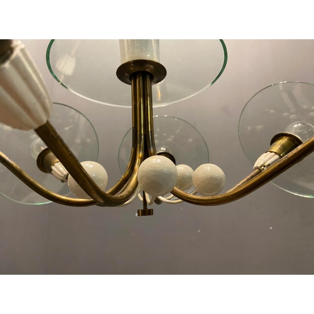 Brass Glass Chandelier by Pietro Chiesa for Fontana Arte, 1940s For Sale - Image 3 of 10